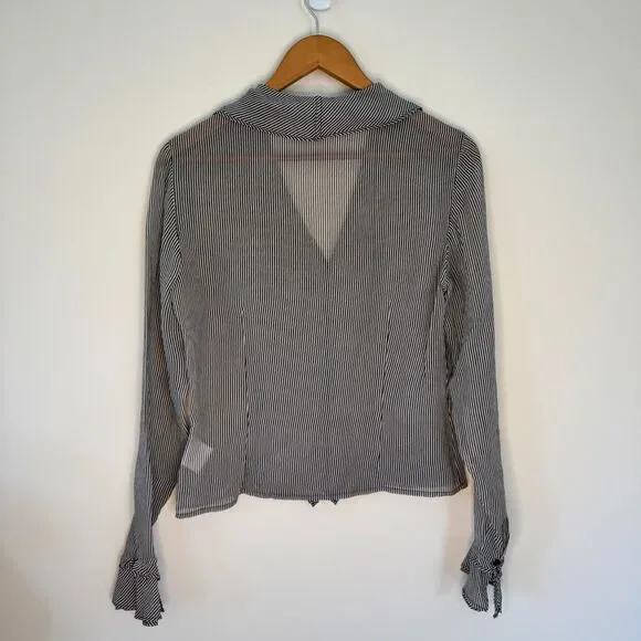 Féraud Club Women's Striped Black White Blouse Size 8 - Picture 5 of 6